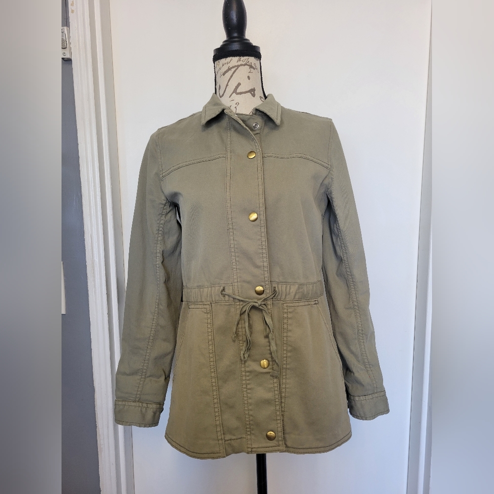 Like New Lucky Brand Sage Army Green‎ Utility Jacket Gold Snap Buttons Small